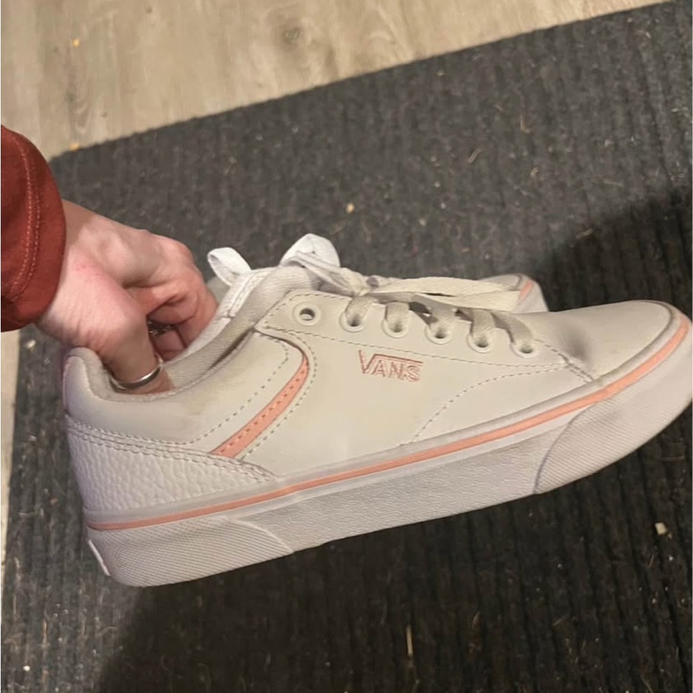 White and pink vans sneakers